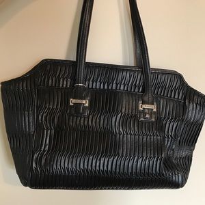 Black gathered leather Coach purse